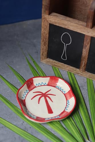 Image of WEAVING HOMES Palm Handmade Dessert Plate, Size: 11 cm Microwave & Dishwahsher Safe (Set of 1)