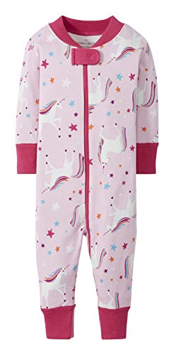 Moon and Back by Hanna Andersson Baby Girls One Piece Footless Pajamas, Unicorn, 0-3 months