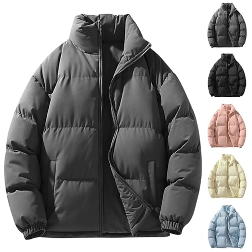 Chaqueta de invierno corta para mujer, chaqueta acolchada ligera para mujer, sin capucha, abrigo de plumón, chaqueta de plumón cálido, impermeable, chaqueta amortiguadora, cuello alto, chaqueta de