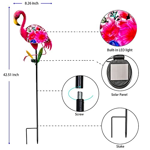 Wufeily Solar Garden Lights, Glass & Metal Flamingo Solar Garden Decor Solar Pathway Lights Solar Garden Stakes Decorative Yard Art Yard Decor Waterproof For Patio Lawn Courtyard #TOP5