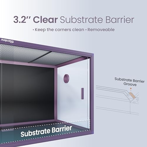 Image of Phailozoo 120 Gallon Bearded Dragon Tank,48 inch x 24 inch x 24 inch Reptile Tank with Sliding Door Top Screen Ventilation, Front Opening Reptile Enclosure for Easy Maintenance | Colorful & Stackable Indoor 4x2x2 Reptile Enclosure Furnish a Playful House, Dual Grommets for Wide Wire Use