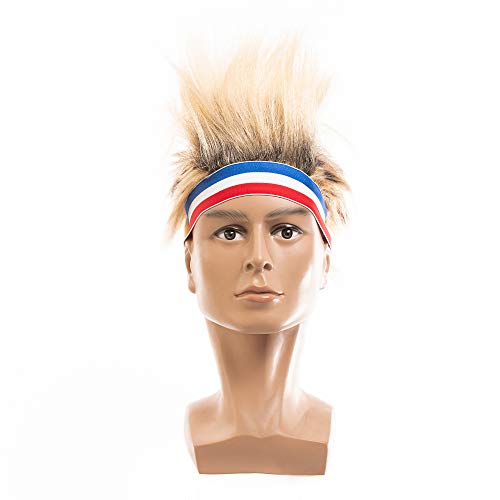 FESTIVAL PARTY Blond Hawk Rattail Headband Wig, for men and women, for Costume Halloween Chrismas Cosplay and Party, Rocker Spiky hair Blonde