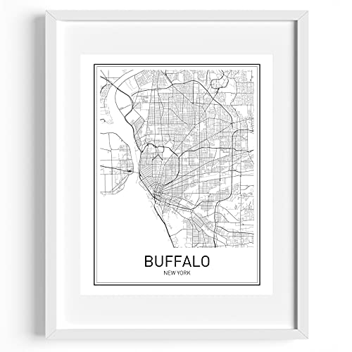 Buffalo Poster Map Of Buffalo Minimalist Poster Buffalo Art City Map Posters Buffalo New York Map Wall Art Map Art Scandinavian Poster 8X10 Unframed #TOP2