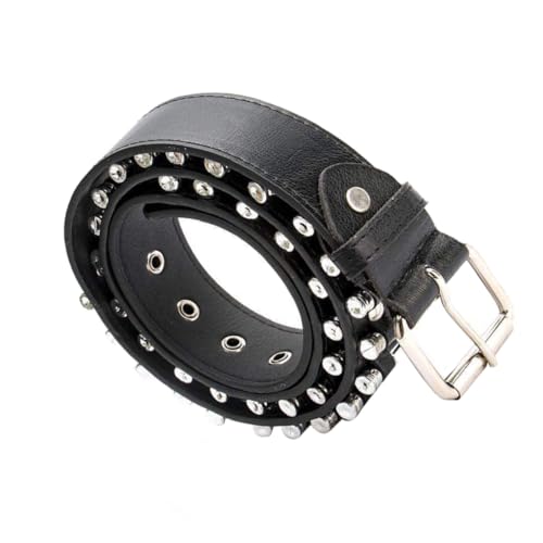 Leisure Waistband Mens Belt Black Punk Belt Metal Buckle Fine Craftsmanship