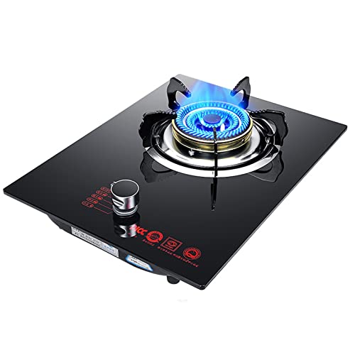 Placa de Gas, Encimera de Gas, Cocina de Gas de 4 quemadores, 2 kW, Triple Anillo, vitrocerámica Negra integrada con Quemador FFD.