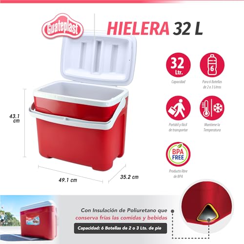 Hieleras, Outdoors hielera roja Marca Guateplast (2)