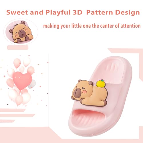 Image of Girls Cloud Bow Slide & Shower Slippers - Non-Slip Slip-On Kids Beach Pool Indoor Outdoor Shoes