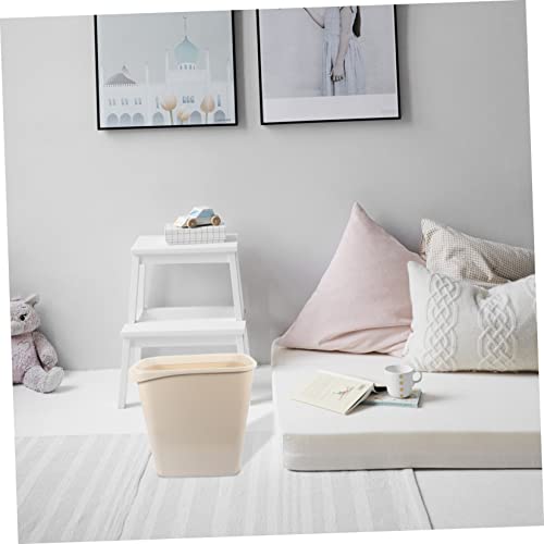 Bote de basura estrecho rectangular sin tapa Beige miniatura 2