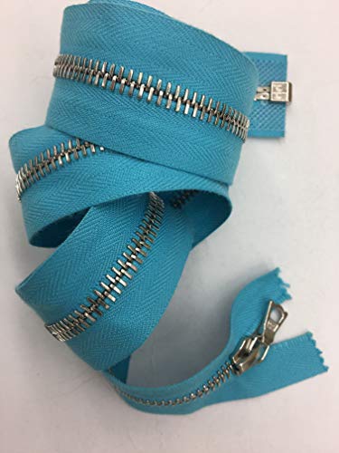 Riri Zippers Seperating 29.5" Open Bottom #6 (Scarab) Turquoise Zipper/Silver Teeth 1Way