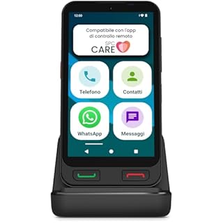 SPC Zeus 2 + Custodia | Smartphone per anziani compatibile con app gestione e localizzazione remota | Modalità facile, pulsanti fisici, icone XXL | 5", Dual Cam, 64GB | Base di ricarica, pulsante SOS