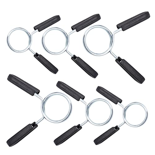 Abaodam 6Pcs Spring Clip Collars for Barbell Dumbbell Weightlifting Durable Spring Clamps for Powerlifting Cross Fit Gym Use Compatible