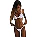 Produktbild Hansee 2018 Sommer Damen gepolsterter BH G-String Tanga Bikini Bademode Zwei Stücke Badeanzug Bademode (L, Weiß)