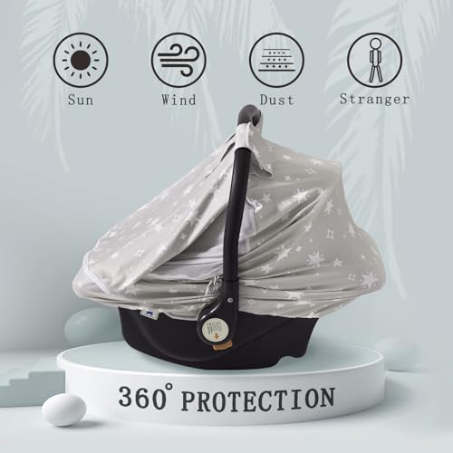 Image of Little Tots Baby Car Seat Canopy Cover, Breathable Sun Shade, Full Privacy for Newborns & Infants, Universal Fit for Boys & Girls