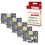  5 Cassettes à Ruban étiqueteuse TZE-651 (Noir - Jaune) 24 mm * 8 m Compatible pour Brother P-Touch D600, E550WVP, D800W, H500,