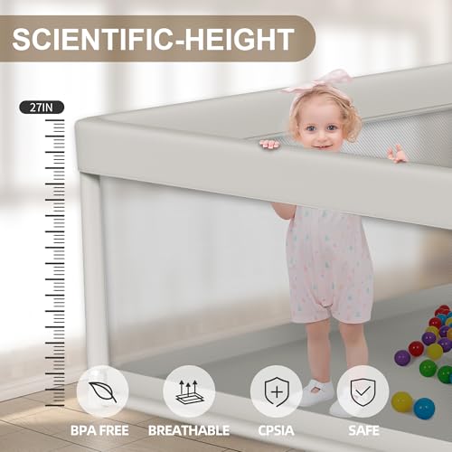 Large Baby Playpen 65x50 Inch, PlayPen for Babies and Toddlers, Sturdy Safety Play Yard for Indoor & Outdoor with Zipper Gate
