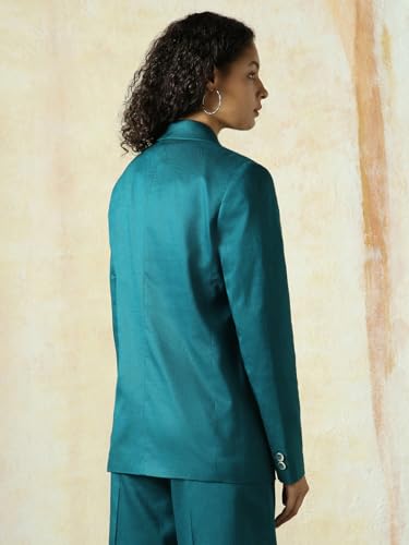 Image of High Star Women Solid Longline Length Oversized Notch Lapel Collar Full Sleeve Blazer