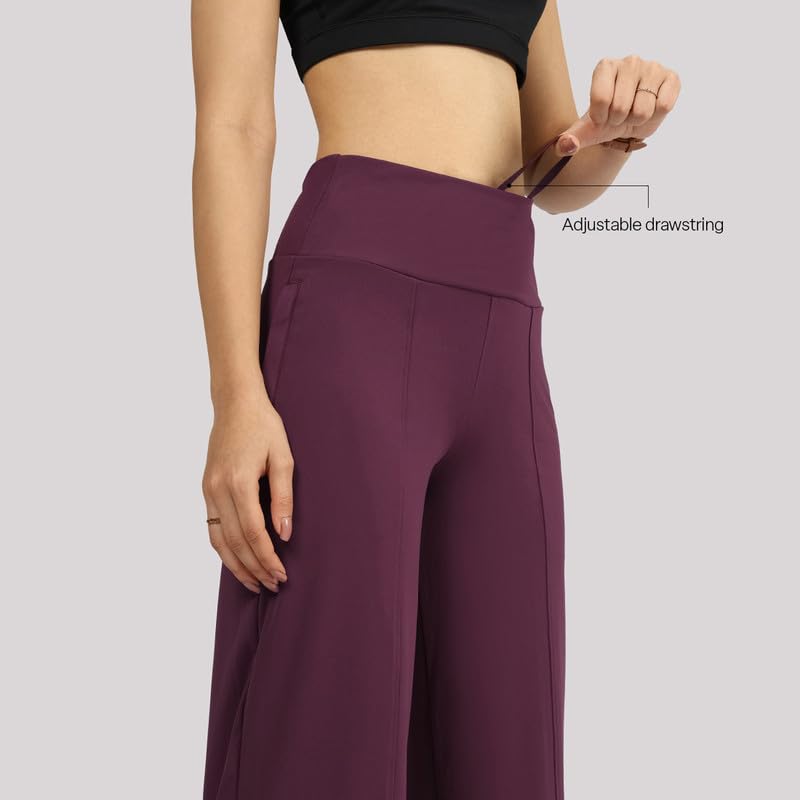 Image of BlissClub Women's Wide Leg Fit High Rise Ultimate Wide Leg High Waist Stretchable Formal Trousers with 2 Pockets