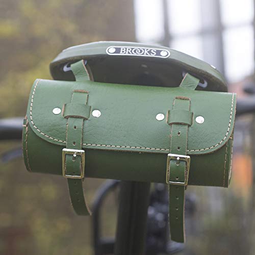 London Craftwork Saddle/Handlebar Roll Bag Real Leather Green for Bike Tools ROL-Green