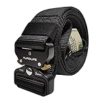 Belt with Hidden Money Bag Belt - 135cm Nylon Tactical Style with Pocket Suit For Waist Below 46 Inches - Black
