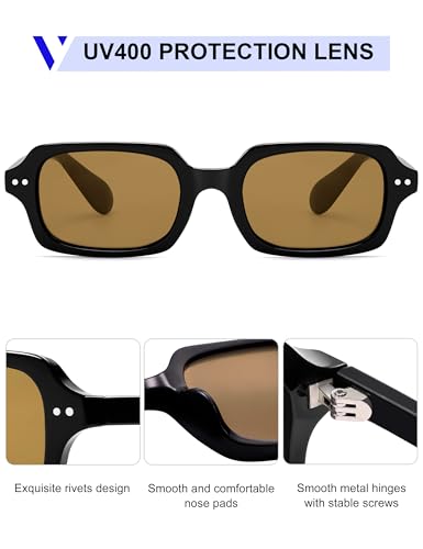 Image of VANLINKER Retro Small Square Sunglasses for Men Women Trendy 90s Rectangle Shades VL9879