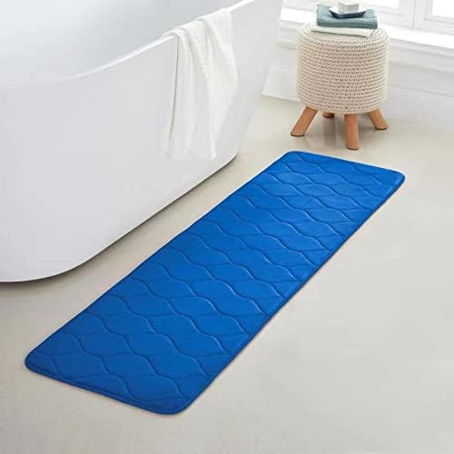 Yafa Home Fashion Bath Runner Oval Shaped Design Embossed Solid Color Memory Foam Soft Bathroom Rug Non-Slip PVC Backing