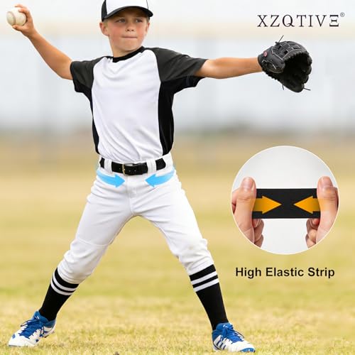 Image of XZQTIVE Baseball Softball Socks and Belt Combo Set Adjustable Softball Socks and Elastic Belt for Kids Youth Adult