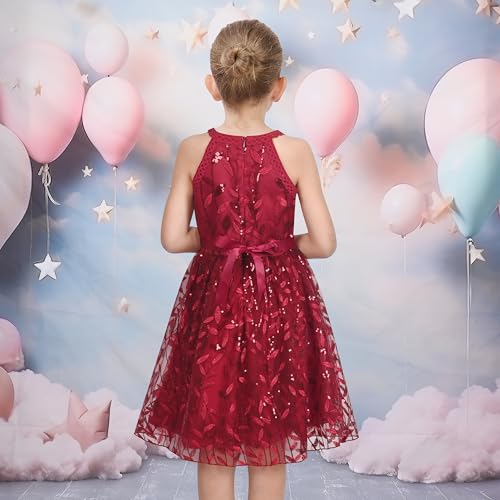 Sunny Fashion Girls Dress Turquoise Embroidered Halter Dress Party3