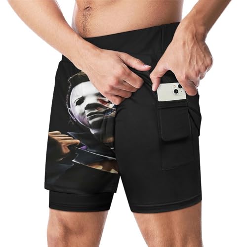 Men's Swim Trunk Halloween Michael Myers Knee Length Comfy Soft with Mesh Lining for Swimwear Bathing Suits Swim Shorts