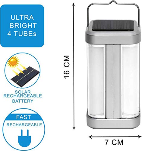 Image of 24 GHANTA 806s 4-Tube 360 Degree Extra Bright Electric & Solar Rechargeable Lantern Emergency Light (Multicolor)