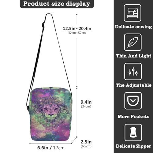 Dream Bohemian Starry Lion messenger bag for men cross body bag Handbag For Travel Adjustable Strap for School Casual3