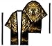 HZCX FASHION Mens Kimono Robe With Belt Printed Lightweight Open Front Samurai(Brown Tiger,L)