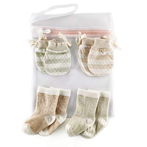 Image of SANCNEE Newborn Mitten Socks Baby Mittens 0-6 Months for Boy Girl, 4 Pairs Brown, free size