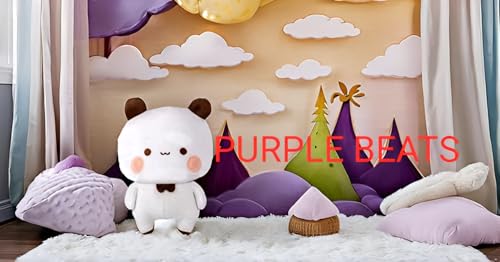 Image of Purple Beats Bubu 25-30cm White Plush Toy for Kids - Adorable Cuddly Companion (BUBU Soft Toy)