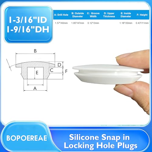 Image of 4 Pcs 40 mm Silicone Rubber Plugs Snap in Locking Hole Plugs for 40 mm (1-9 /16 inch) Round Holes, Flush Type Rubber Stoppers, Flexible Tube Pipe End Caps Covers, Waterproof Sealing Plugs, White
