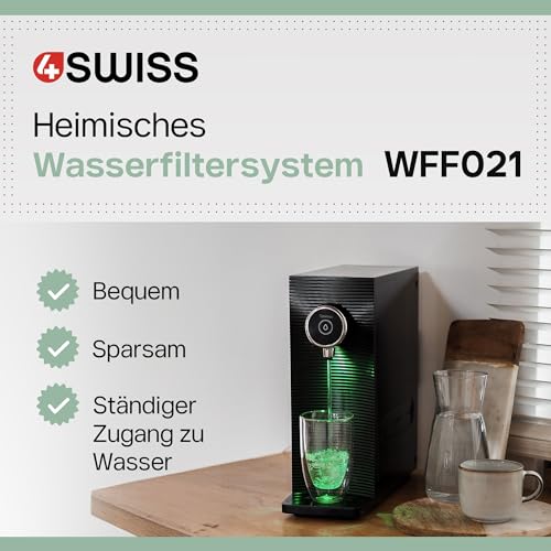 4SWISS Wasserfilter System - Entfernt Bakterien, Schwermetalle, Mikroplastik, Einfache Installation, Hervorragender Geschmack, Mit 3 Filtern, Kostengünstig, Trinkwasserfilteranlage für Zuhause
