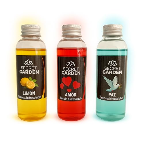 Esencias Hidrosolubles | Aromaterapia para Humidificador y Difusor | Fragancias Frescas y Duraderas | Ideal para Hogar u Oficina (3-Pack) (LIMON, AMOR, PAZ) - 75 ml por botella