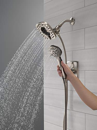 Image of DELTA Ashlyn 17 Series Dual-Function Shower Trim Kit with 2-Spray Touch-Clean In2ition 2-in-1 Hand Held Shower Head with Hose, Stainless T17264-SS-I (Valve Included)