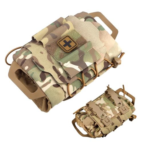 ANosteie First Aid Pouch Two Piece System First Aid Kit Bag Empty Multi-Pocket Belt Pouch Waterproof Oxford Cloth Small Bag for Camping Hiking