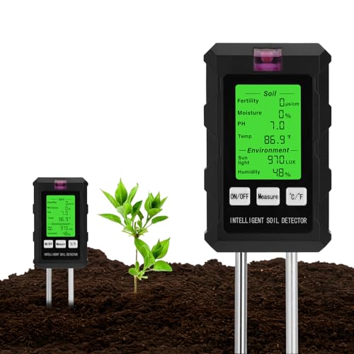 diymore 6-in-1 Soil Tester for Plants - Soil Moisture Temperature Humidity PH & Sunlight Meter Garden Soil Testing Kit for Indoor & Outdoor Plants (Not Included Battery)