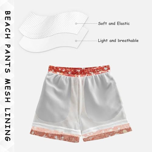 Pigsaly Boys Swim Trunks Red Orange Glitter Coral Peach Gradient Flashing Boys Board Shorts Swimsuit Swimwear XS4