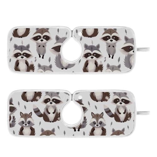 FULUHUAPIN 2 Pack Raccoon Kitchen Faucet Splash Catcher Absorbent Mat, Polyester Sponges Machine Washable Quick Dry Drying Mat, Sink Accessories 14'' x 5'' 20324489
