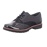 Recycled PET Jana 100% comfort Damen 8-8-23702-25 Oxford-Schuh, Black STRUCTUR, 37 EU