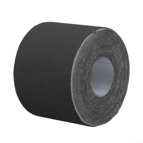 Rollo de cinta kinesiológica de 5 cm x 5 m para apoyo muscular, estabilidad articular y recuperación deportiva, uso en fisioterapia, fitness, correr, tenis, natación (negro)