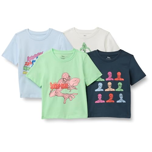 Amazon Essentials Disney | Marvel | Star Wars Jungen Kurzärmelige T-Shirts 4er-Pack Spiderman 5 Jahre