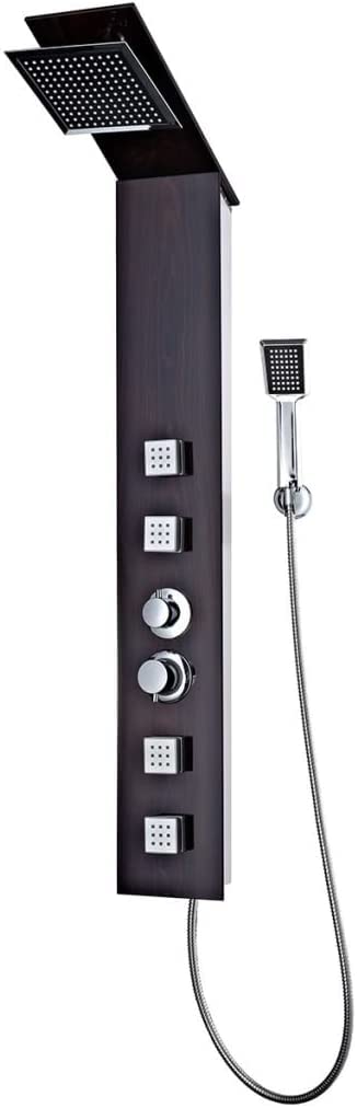 vidaXL Shower Panel System Glass Brown Tower Pillar with Massage Jets Bathroom