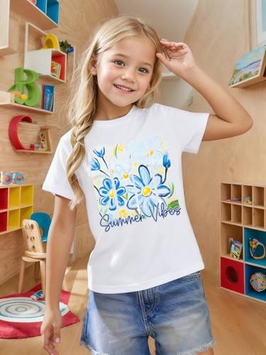 Image of Girls Graphic Shirts Oversized Sunshine T Shirt Short Sleeve Tee Tops Cute Trendy Girls Clothes for 5-14 Years