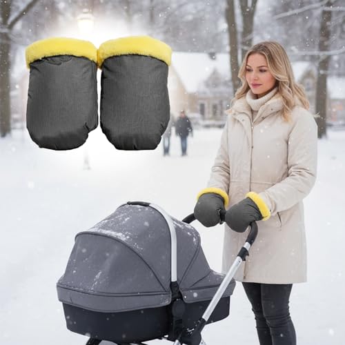 Image of Stroller Hand Muff Pram Hand Warmer for Winter Windproof Cold Weather Hand Gloves Zip Universal Size Anti-Freeze Extra Thick Warm Baby Stroller Gloves