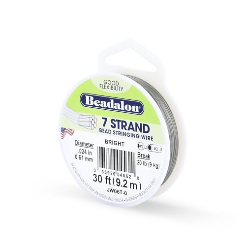 Beadalon 7-Strand Stainless Steel Beading Wire, .024 in / 0.61 mm - Bright