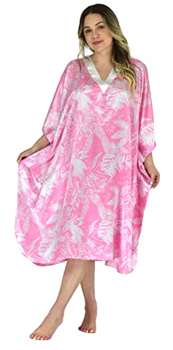 Up2date Fashion Women Satin Short Caftans (Tropical Pink Print)