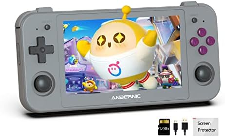 RG505 Retro Game Handheld Game Console 4.95’’ OLED Touch Screen with Android 12 System Unisoc Tiger T618 and Compatible with Google Play Store Built-in 128G TF Card